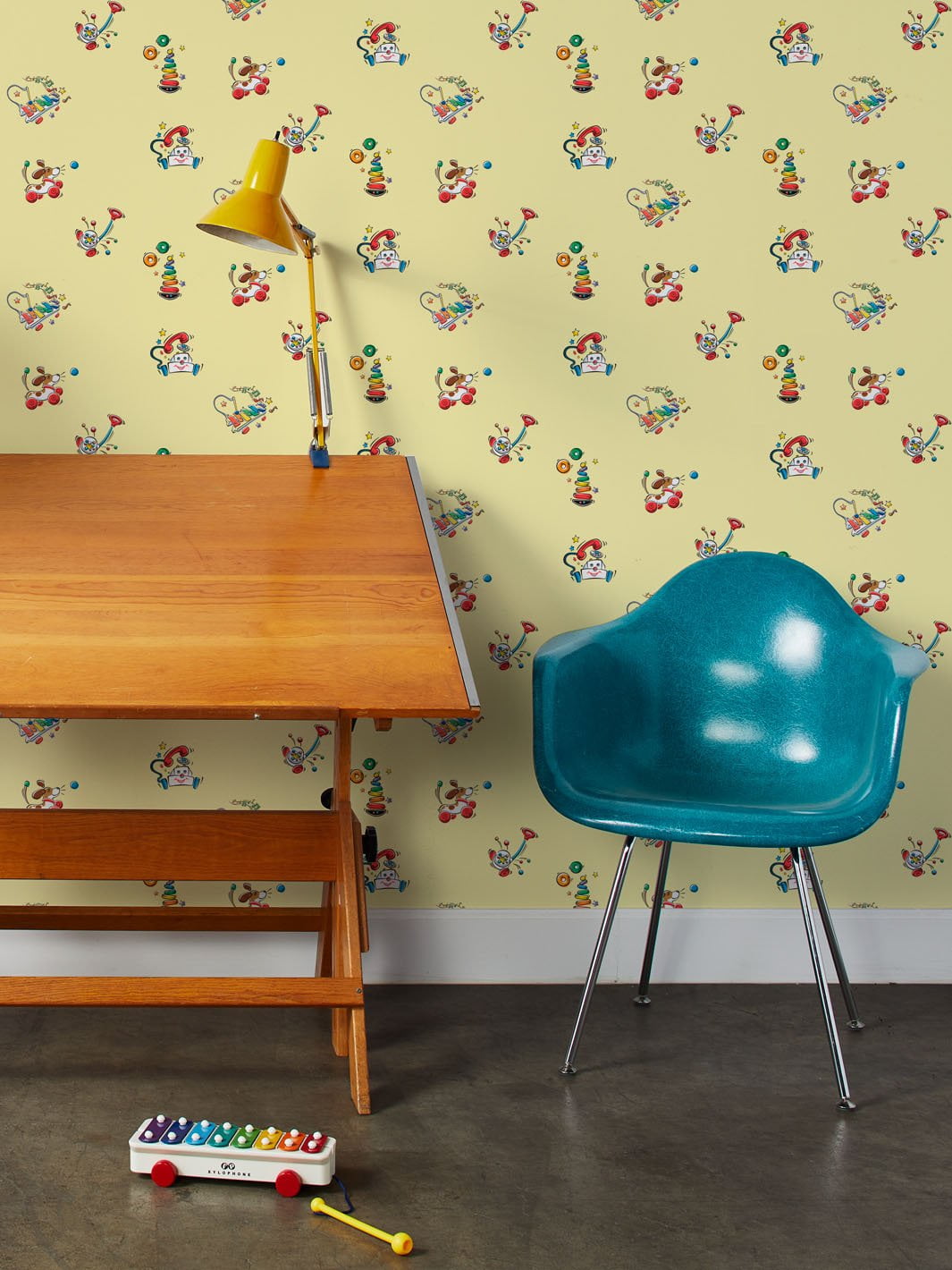 Animated Toys Removable Vinyl Wallpaper By Fisher-Price - Yellow