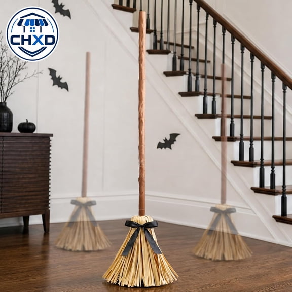 Animated Witch Broom Halloween Decorations Floating Moving Magic Broom with Sound Activated Touch Sensor Dancing Halloween Party Decor for Home Indoor