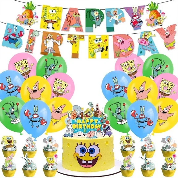 Animation Cartoon Character Birthday Party Supplies Balloons Banner Cake Topper
