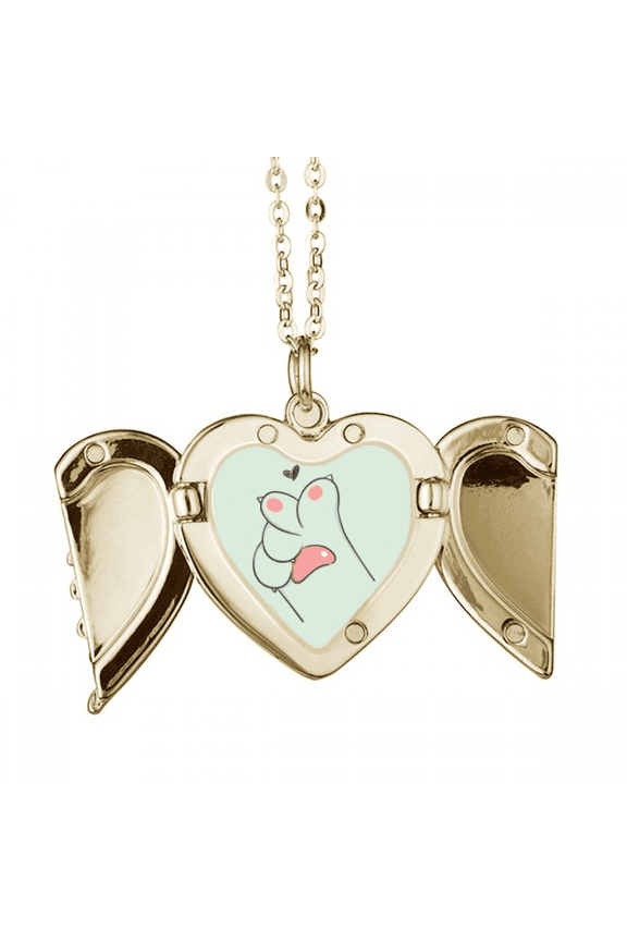 Animation Claw Lug Lovely Mignon Snap Folded Wings Peach Heart Pendant Necklace