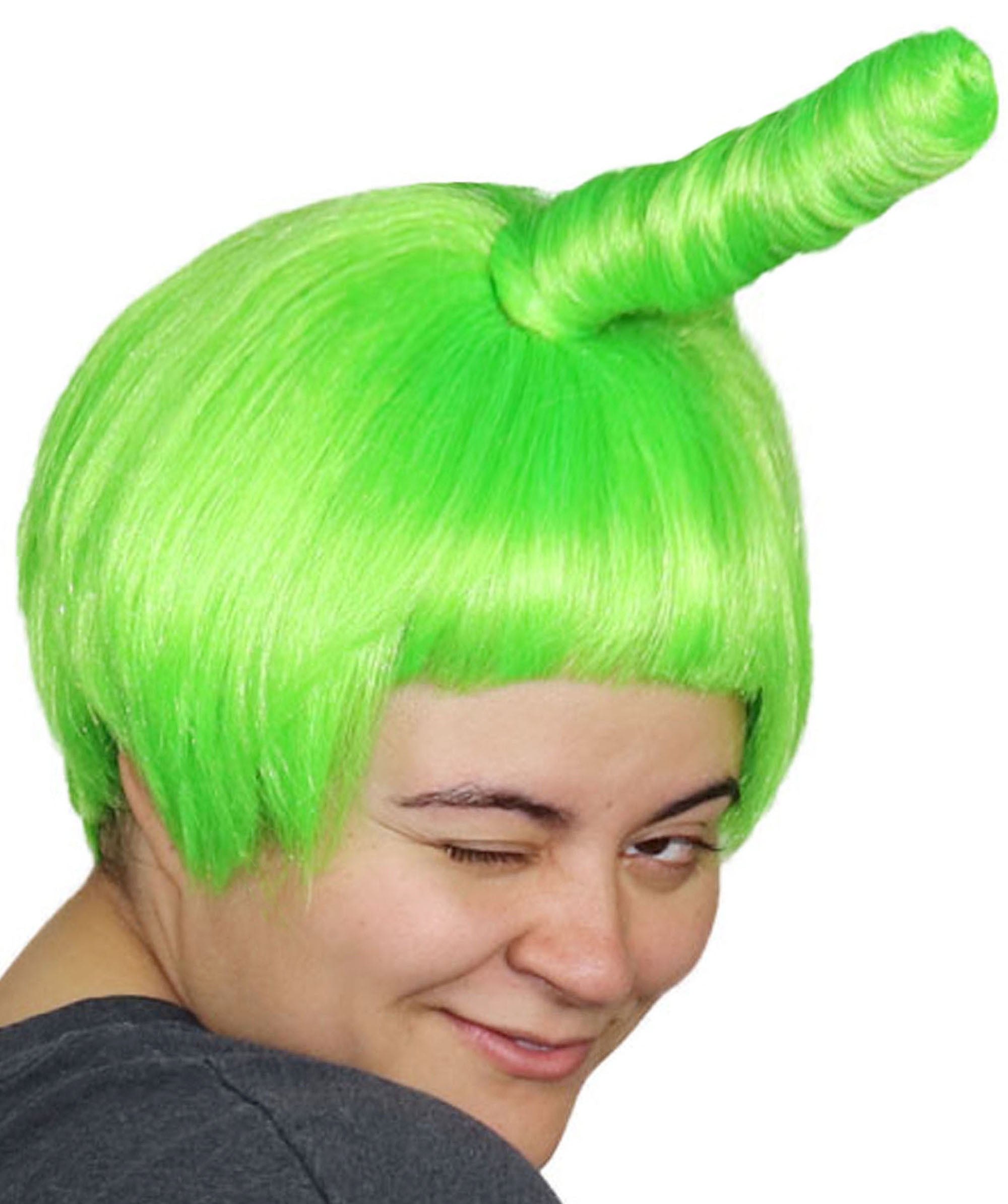 Animation Creature Mens Wig Green Sexy Cosplay Party Halloween Wig Premium Breathable Capless Cap