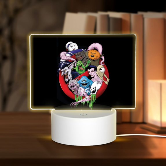Animation Ghostbusters Acrylic Night Light Adjustable 3 Light Modes USB Cable Lamp Light Display Base Rectangular LED Light For Bookshelves Desk Bedside Tables Bedroom Child Room
