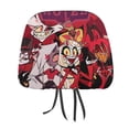 thumbnail image 1 of Animation Hazbin Hotel Car Headrest Cover Decor Vehicles Seat Pillow Cover Protector Accessories Auto Front/Rear Seats Head Rest Cover Universal Fit Most Cars Sedan SUV Van, 1 of 7