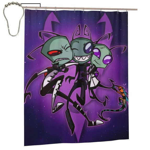 Animation Invader Zim Shower Curtain Bathroom Decor Polyester Waterproof Bath Curtains With Hooks 60x72 Inches