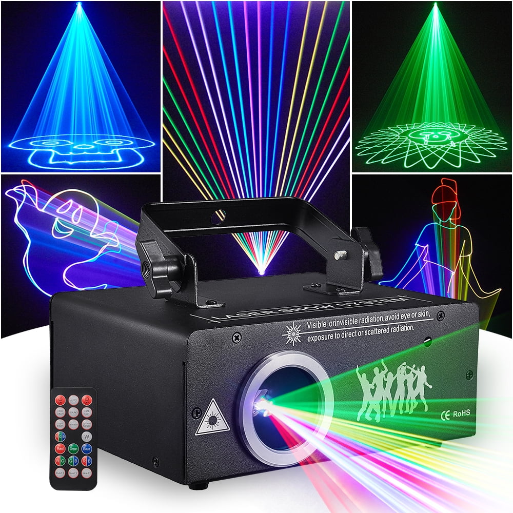 Animation Laser Light DJ Light, Olaalite 3D Stage Party Lazer Light RGB Full Color with DMX512, Music Sound & Remote Control, Great for Party Disco Lights Bar Club DJ & Stage Lighting