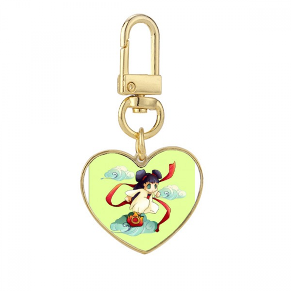 Animation Loveliness Kid Gold Heart Keychain Metal Keyring Holder