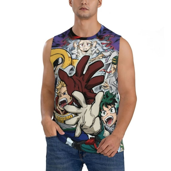Animation My Hero Academia Men's Tank Top Lightweight Summer Sleeveless Tee Shirt Muscle Tank Tops Workout T-Shirts Casual Athletic Undershirts