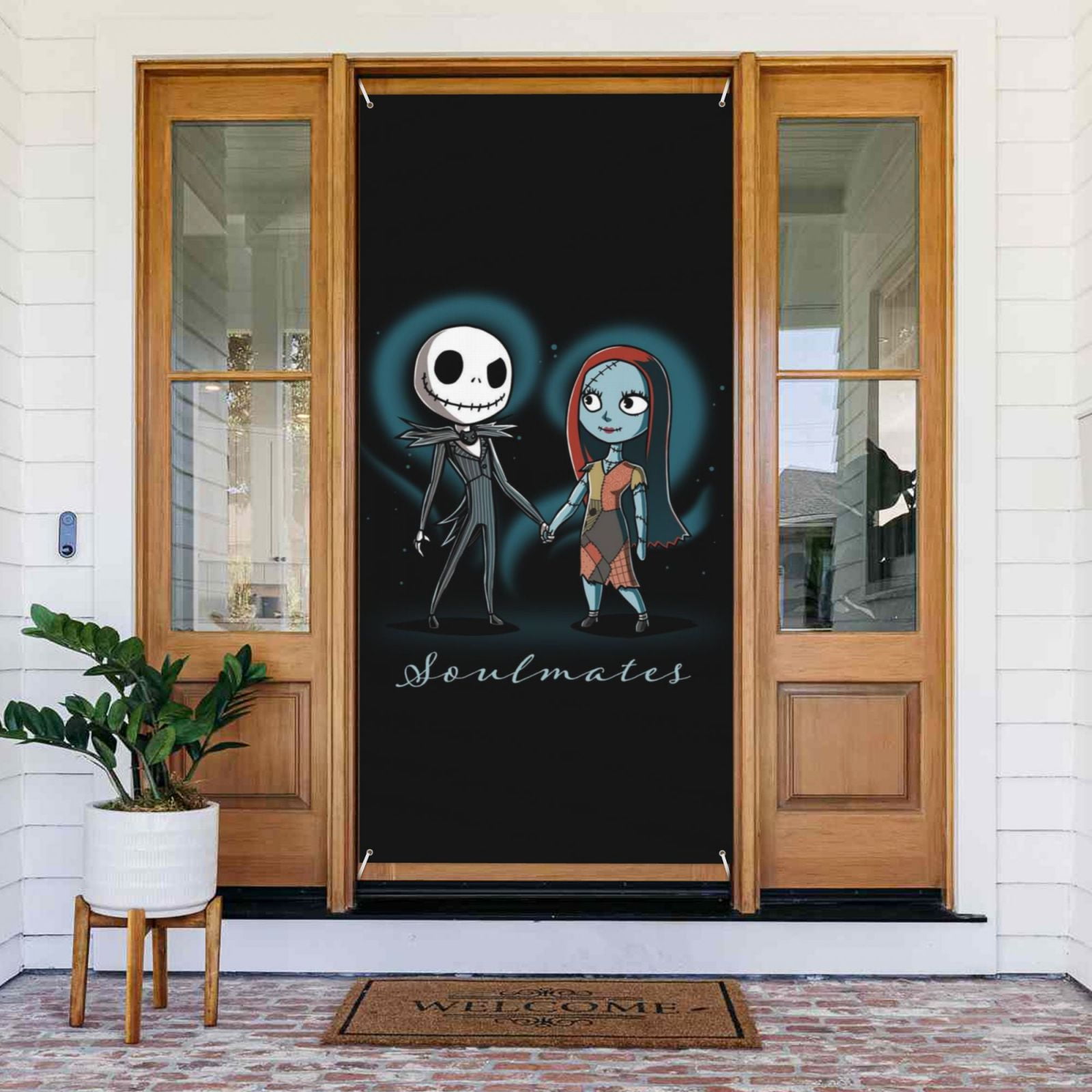 Animation The Nightmare Before Christmas Door Cover Decorated Banner Tapestry Home Decoration Holiday Party Supplies Door Banner Porch Sign Banner 72.8 x 35.4 Inch
