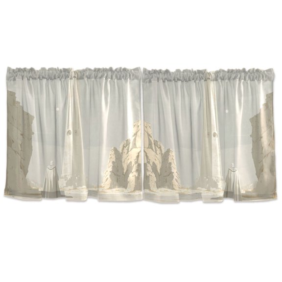 Animation Style Tier Curtains for Kitchen 57x24 Inch Semi Sheer Light Filtering Half Window Curtains 2 Panels