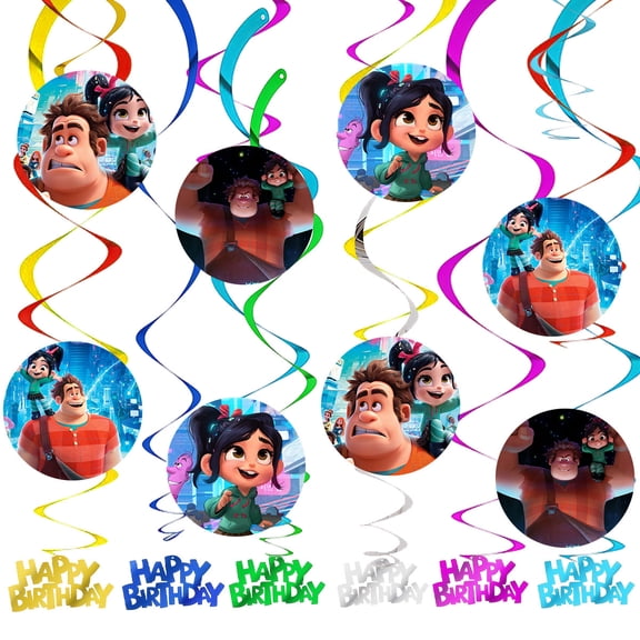 Animation Wreck Party Decorations It Ralph Hanging Swirl Sign Whirls Birthday Streamer Ceiling Decor Supplies 14 pcs