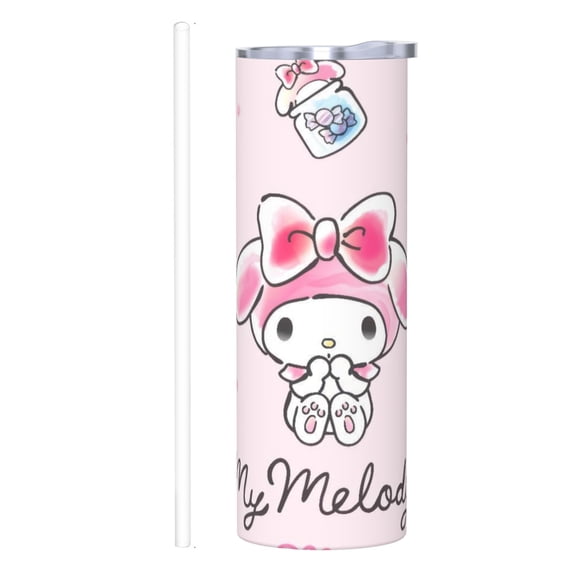 Anime 20oz Stainless Steel Insulated Tumbler,Anime Series Drink Bottle with Straw,My Melody Double-Wall Water Cup
