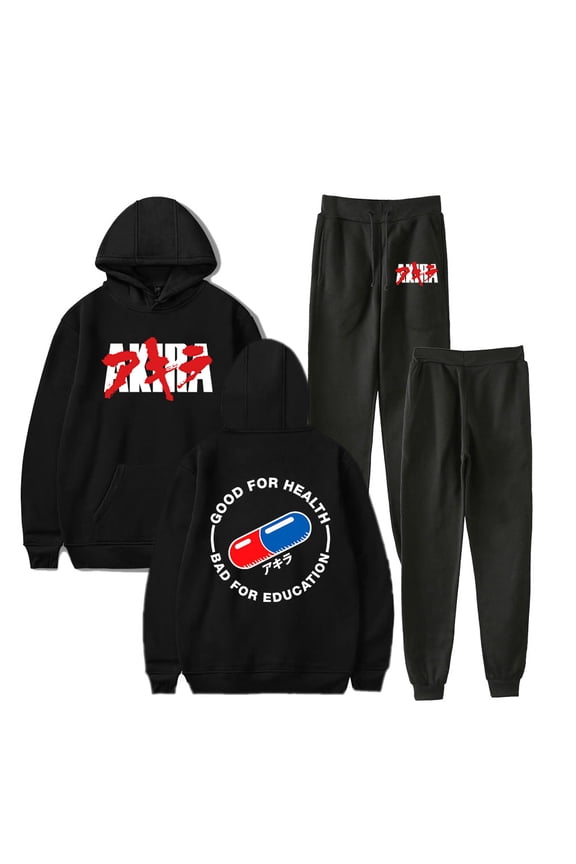 Anime AKIRA Good for Health Bad for Education Men/Women Fall Suit Hoodies Sportswear Hooded Ankle Banded Pant Two Piece Set