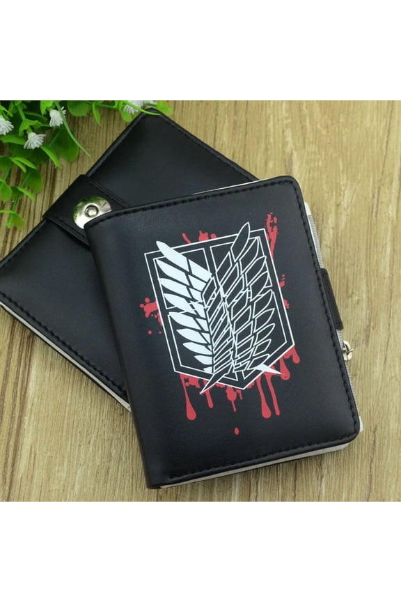 Anime AOT Short Wallet Bifold PU Leather Purse with Coin Pocket for Gift