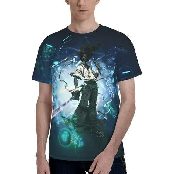 Anime Afro Samurai Shirt Short Sleeve Cosplay T-Shirts Crew Neck 3D Printed Top