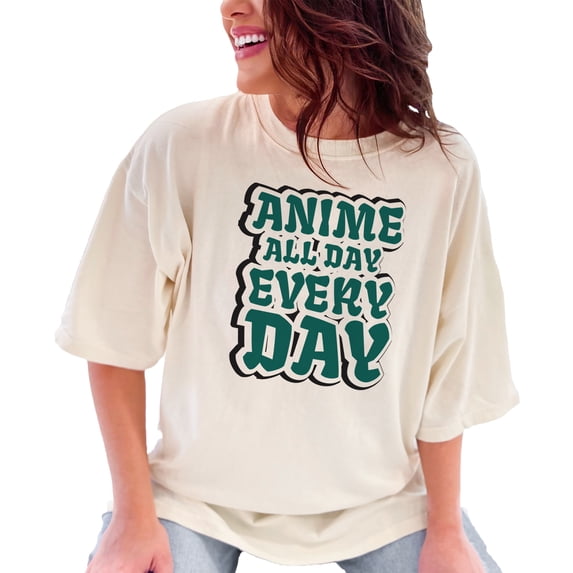 Anime All Day Every Day, Ivory Comfort Colors T-Shirt, Large