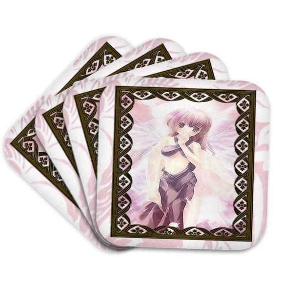3drose, Anime Angel, Set of 4 Coasters - Soft