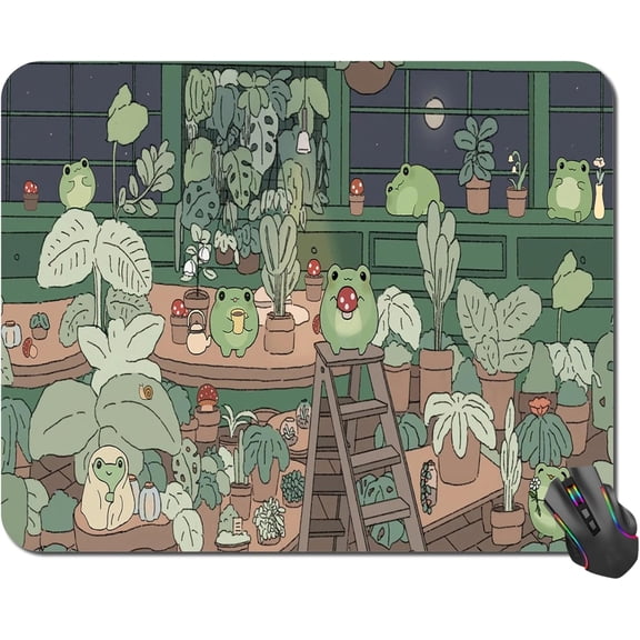 Anime Animal Kawaii Mouse Pad, Square Mousepad for Office Laptop,Green Anime Non-Slip Rubber Base Mouse Pads,Computer Mouse Pads for Desk