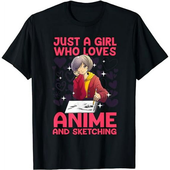 Anime Art For Women Teen Girl Anime Merch Sketch Anime Lover T-Shirt