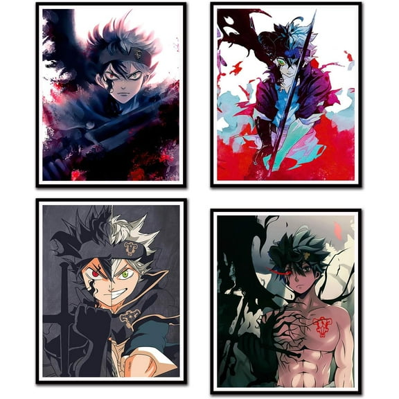 Anime Asta Black Clover Wall Posters for Bathroom Living Room Decor Home Decor Canvas Prints Unframed 8x10 Inch Set of 4