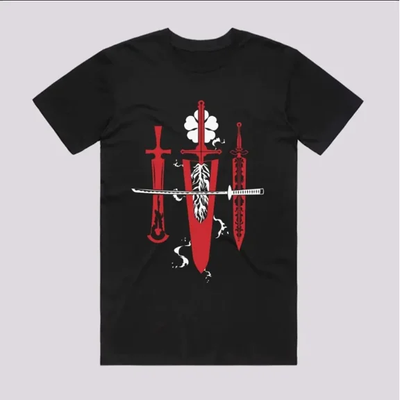 Anime Asta Demon Swords Japanese Style Black T-Shirt Size S-5XL