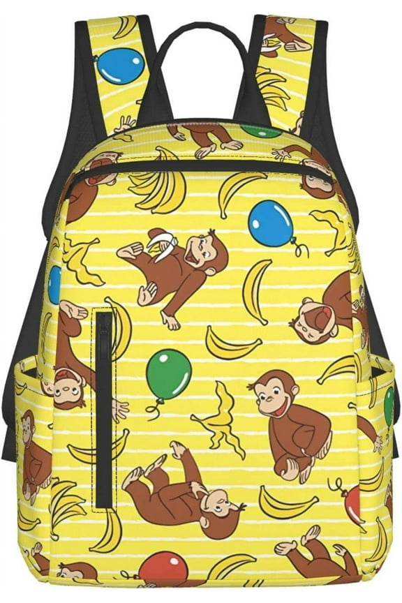 Anime Backpack Curious George Backpack Funny Laptop Back Pack Book Bag Hiking Outgoing Daypack For Women Mens