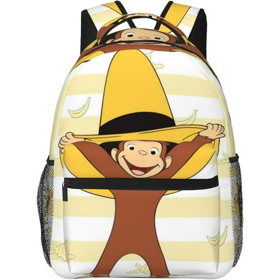 Anime Backpack Curious George Backpack Funny Laptop Back Pack Book Bag Hiking Outgoing Daypack For Women Mens