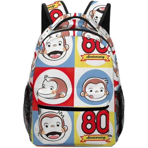 Anime Backpack Curious George Backpack Funny Laptop Back Pack Book Bag Hiking Outgoing Daypack For Women Mens