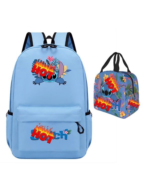 Anime Backpack with Insulated Lunch Bag, 2-Piece Cartoon Gaming Laptop Daypack Set for Adults & Teens