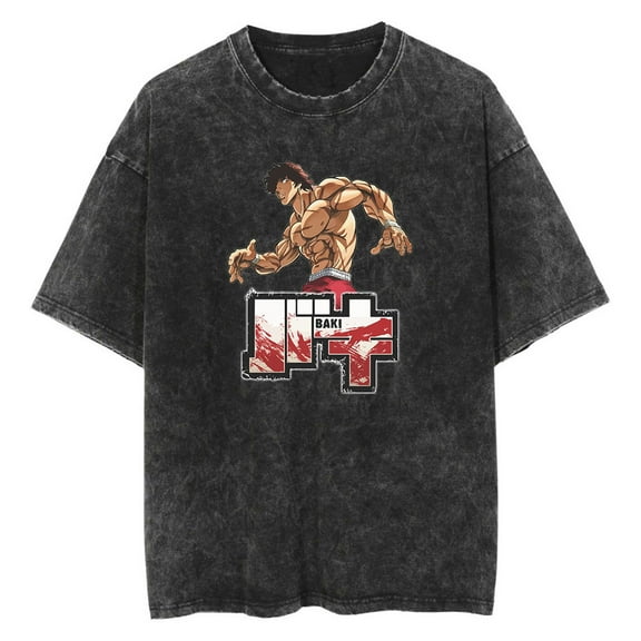 Anime Baki Hanma Washed Vintage T-Shirt Merch Casual Short Sleeved T Shirt Unisex TShirt