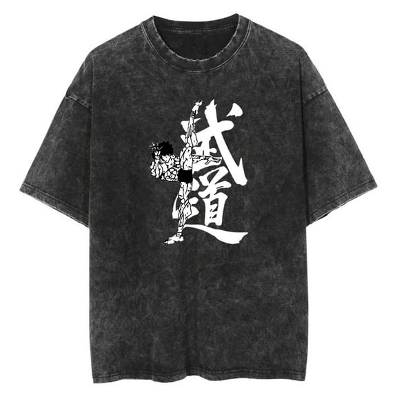 Anime Baki Hanma Washed Vintage T-Shirt Merch Casual Short Sleeved T Shirt Unisex TShirt
