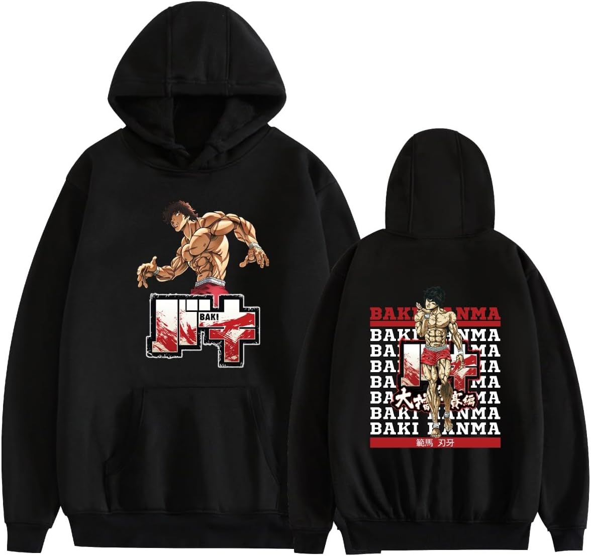 BAKI Felpa Con Cappuccio Hanma Yujiro - Pullover Ispirato A Grappler Baki, 100% Poliestere, Uomo E Donna, Taglie XS-3XL