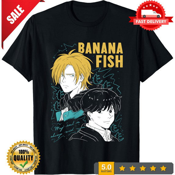 Anime Banana Fish Unisex Tee - Ash Lynx Eiji Card Kawaii T-shirt, Manga Apparel, NEW TRENDING ITEM-TH72597