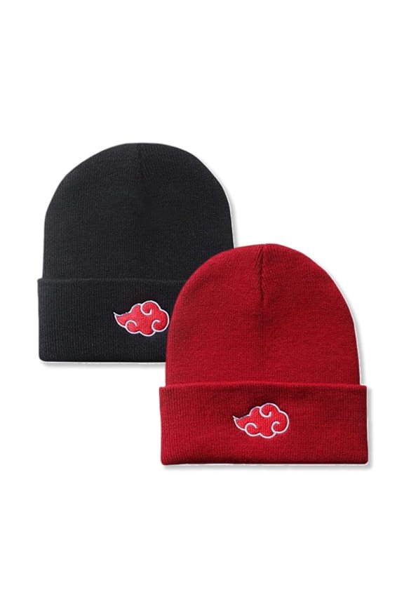 Anime Beanie Hat Winter Caps for Men and Womens Beanies, Cuffed Knit Graphic Beanie, Comfy and Soft Embroidered Anime Hat (2pcs BR Set)