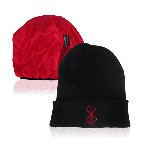 Anime Beanie Hat Winter Caps for Men and Womens Beanies, Cuffed Knit Graphic Beanie - Silky Black Berseker