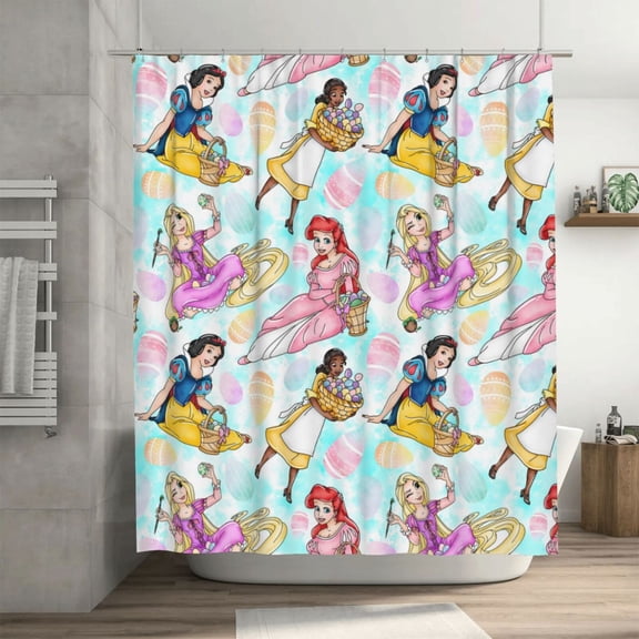 Anime Beauty Princess Shower Curtain 72x72in Bathroom Decor Polyester Waterproof Bath Curtains With Free Hooks, Home Decor Bathroom Accessories Curtain Gifts Iron
