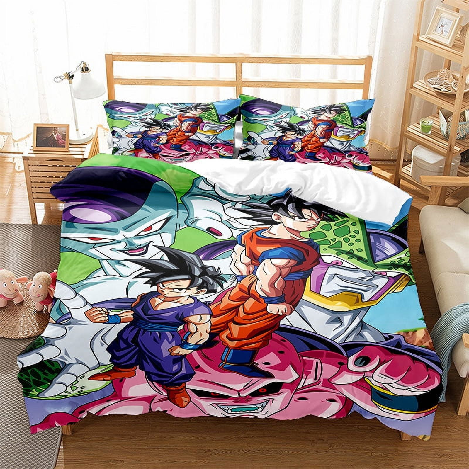 Anime Bed Set, Dragonball Comforter Pillowcase Queen Sheets Twin Anime