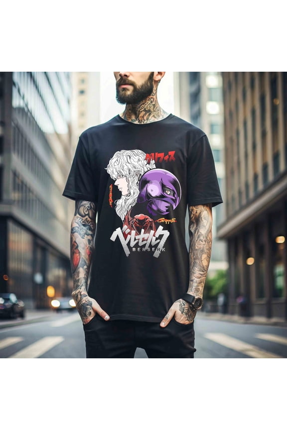 Anime Berserk Guts Skull Knight Nineties Vintage Dark Fantasy Manga T-shirt
