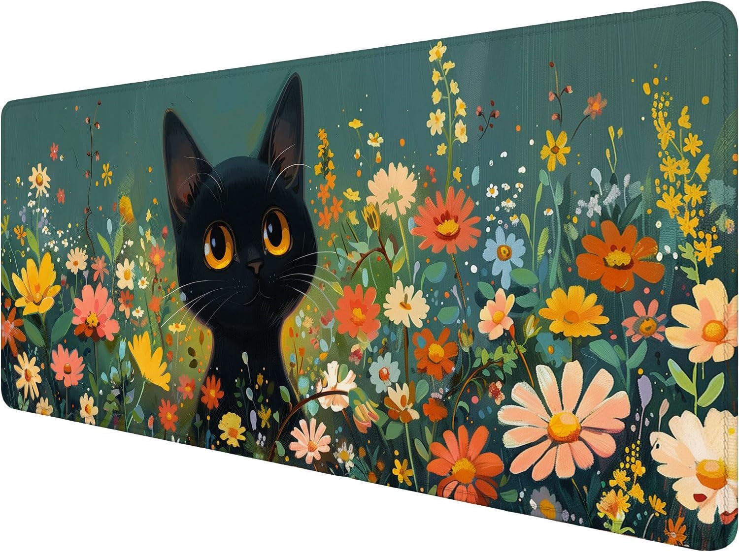 Anime Black Cat Desk Pad Mouse Pad Cute Funny Mousepad XL Large Gaming Mouse Pad Laptop Keyboard Mat Desk Pad Office Home Decor for Women Girl 31.5"x11.8"