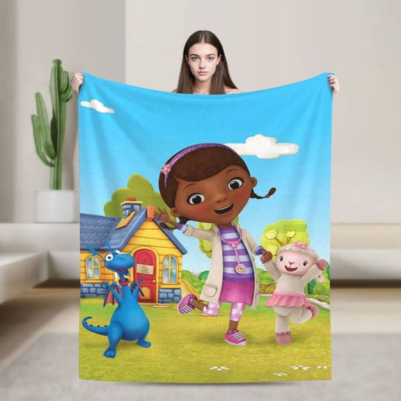 Anime Blanket Doc Mcstuffins Ultra-Soft Micro Fleece Blanket Cozy Blanket Thick Warm Plush Throw Blanket Sofa Cushion, Warm Flannel Blanket For Living Room Bedroom 80"X60"