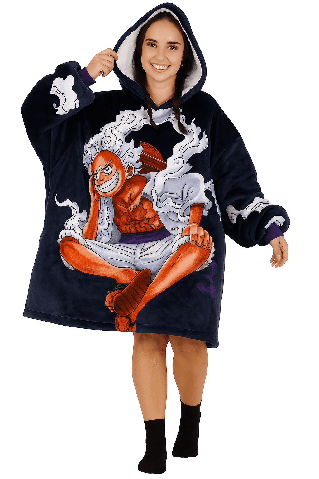 Anime Blanket Hoodie in Gear Look – Comfy adult snug oversized