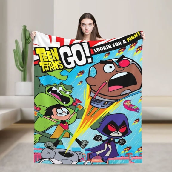 Anime Blanket Teen Titans Go Ultra-Soft Micro Fleece Blanket Cozy Blanket Thick Warm Plush Throw Blanket Sofa Cushion, Warm Flannel Blanket For Living Room Bedroom 40"X30"