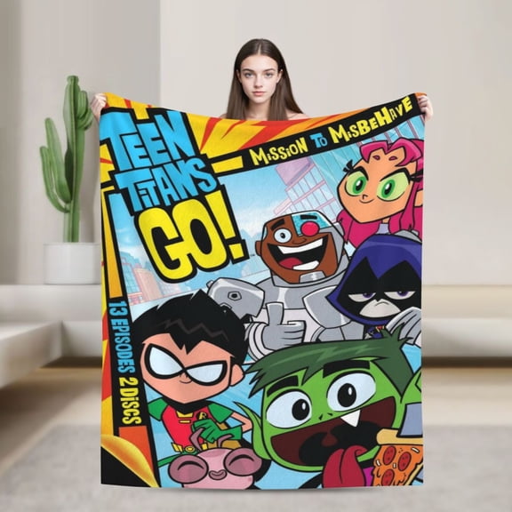 Anime Blanket Teen Titans Go Ultra-Soft Micro Fleece Blanket Cozy Blanket Thick Warm Plush Throw Blanket Sofa Cushion, Warm Flannel Blanket For Living Room Bedroom 40"X30"