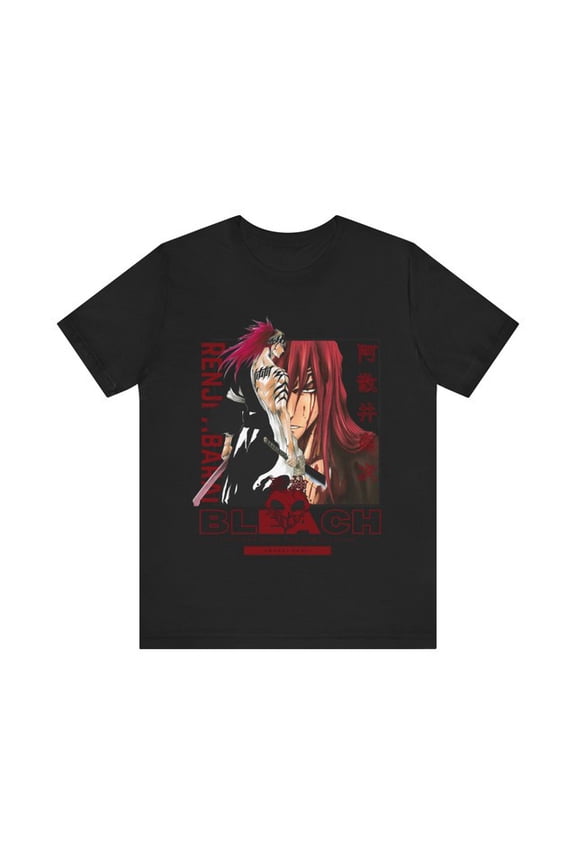 Anime Bleach Renji Japanese Graphic Black T-Shirt Size S-5XL