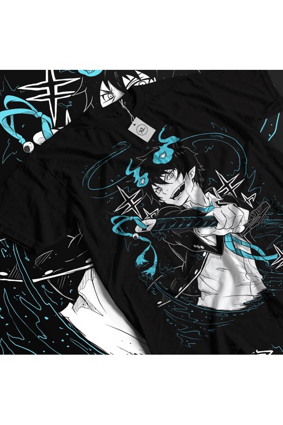 Anime Blue Exorcist Manga Graphic Art Black T-Shirt Size S-5XL