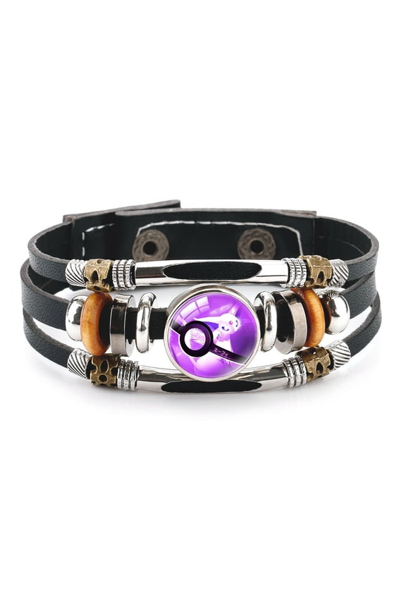 Anime Bracelet Leather Bracelets Glass Dome Snap Button Bracelet Women Men Jewelry