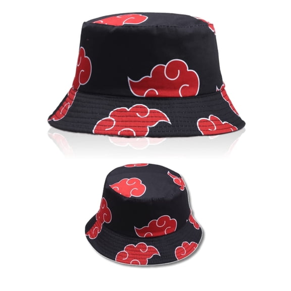 Crown Naruto Bucket Hat - Red Cloud Cosplay Black Fashion Summer Hat for Women & Men Beach Outdoor Travel