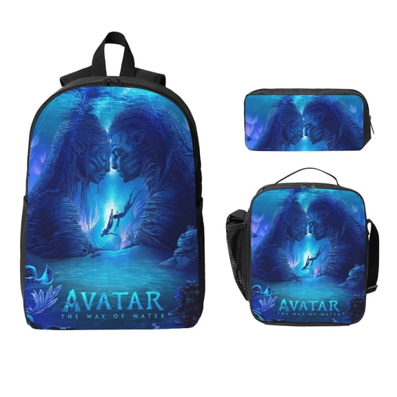 Anime Cartoon Avatar 3Pcs Game Backpack Set, 17Inch Daypack with Lunch Box and Pencil Case, Casual Large Capacity College Laptop Bag Travel Gifts