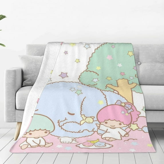 Anime Cartoon Blanket Little Twin Stars Pink Soft Plush Fuzzy Throw Blanket for Adults Kids Bedroom Bed Couch Office All Season Facecloth Blanket Throw 40"x50"