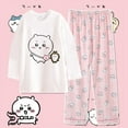 thumbnail image 1 of Anime Cartoon Chiikawa Usagi Sleepwear Y2K Spring Autumn New Women's Pure Cotton Round Neck Long Sleeved Home Suit Set Gifts, 1 of 15