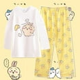thumbnail image 1 of Anime Cartoon Chiikawa Usagi Sleepwear Y2K Spring Autumn New Women's Pure Cotton Round Neck Long Sleeved Home Suit Set Gifts, 1 of 15